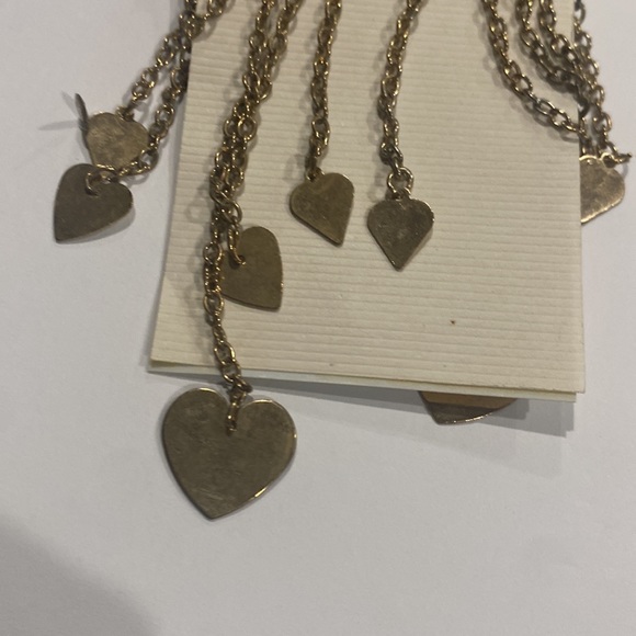 Vintage Heart Tassel Earrings Valentines Day Gold Tone - Picture 3 of 5